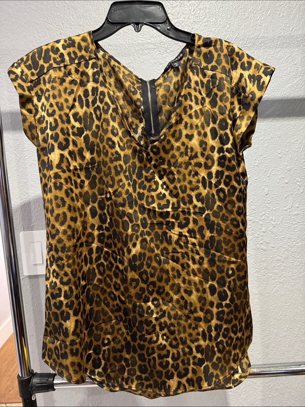 Express Leopard Print V-Neck Blouse in Brown and Black